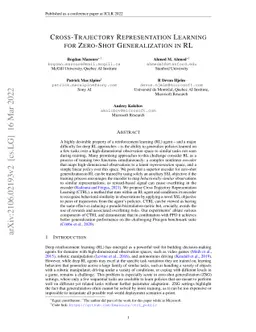 Cross-Trajectory Representation Learning for Zero-Shot Generalization in
  RL