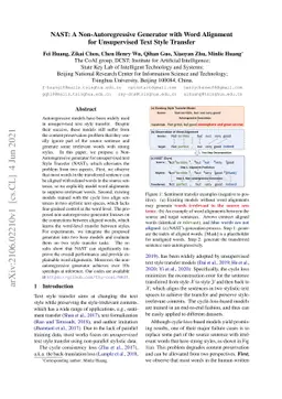 NAST: A Non-Autoregressive Generator with Word Alignment for
  Unsupervised Text Style Transfer