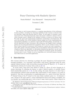 Fuzzy Clustering with Similarity Queries