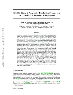ERNIE-Tiny : A Progressive Distillation Framework for Pretrained
  Transformer Compression