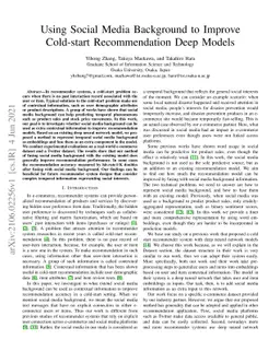 Using Social Media Background to Improve Cold-start Recommendation Deep
  Models