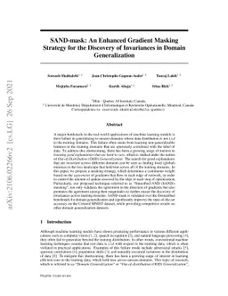 SAND-mask: An Enhanced Gradient Masking Strategy for the Discovery of
  Invariances in Domain Generalization