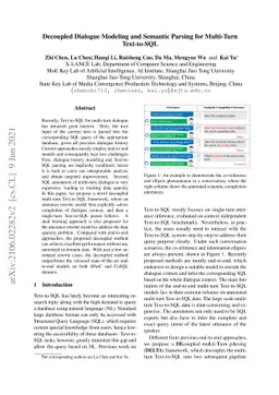 Decoupled Dialogue Modeling and Semantic Parsing for Multi-Turn
  Text-to-SQL