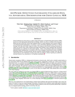 AdvPicker: Effectively Leveraging Unlabeled Data via Adversarial
  Discriminator for Cross-Lingual NER
