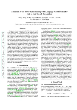 Minimum Word Error Rate Training with Language Model Fusion for
  End-to-End Speech Recognition