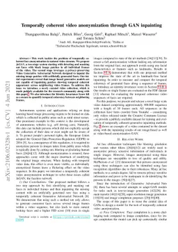 Temporally coherent video anonymization through GAN inpainting