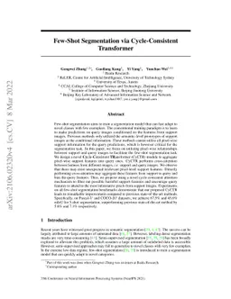 Few-Shot Segmentation via Cycle-Consistent Transformer