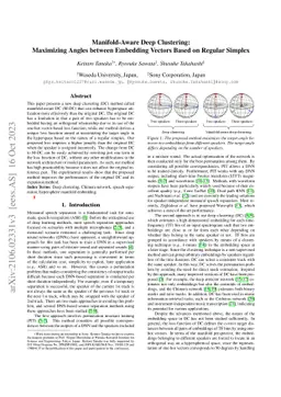 Manifold-Aware Deep Clustering: Maximizing Angles between Embedding
  Vectors Based on Regular Simplex
