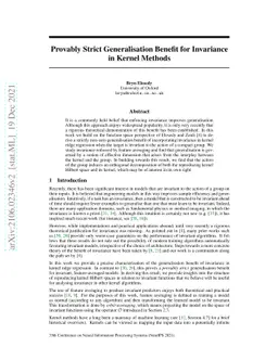 Provably Strict Generalisation Benefit for Invariance in Kernel Methods