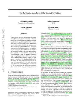 On the Strategyproofness of the Geometric Median