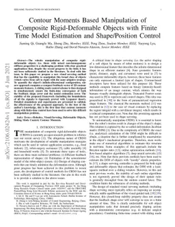 Contour Moments Based Manipulation of Composite Rigid-Deformable Objects
  with Finite Time Model Estimation and Shape/Position Control