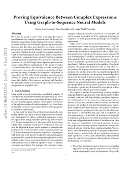 Proving Equivalence Between Complex Expressions Using Graph-to-Sequence
  Neural Models