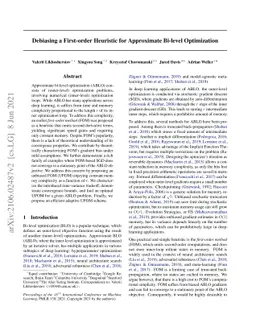 Debiasing a First-order Heuristic for Approximate Bi-level Optimization