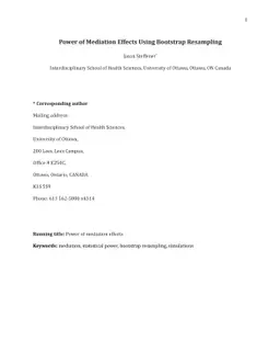 Power of Mediation Effects Using Bootstrap Resampling