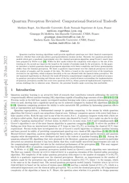 Quantum Perceptron Revisited: Computational-Statistical Tradeoffs
