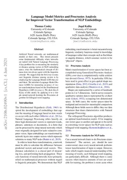 Language Model Metrics and Procrustes Analysis for Improved Vector
  Transformation of NLP Embeddings