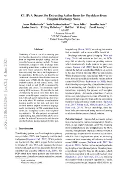 CLIP: A Dataset for Extracting Action Items for Physicians from Hospital
  Discharge Notes