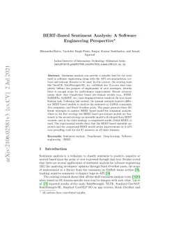 BERT-Based Sentiment Analysis: A Software Engineering Perspective