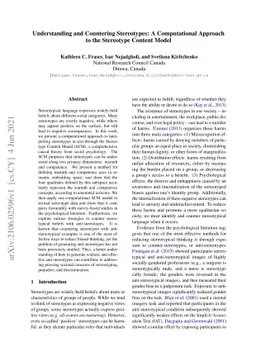 Understanding and Countering Stereotypes: A Computational Approach to
  the Stereotype Content Model