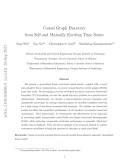 Causal Graph Discovery from Self and Mutually Exciting Time Series