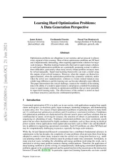 Learning Hard Optimization Problems: A Data Generation Perspective