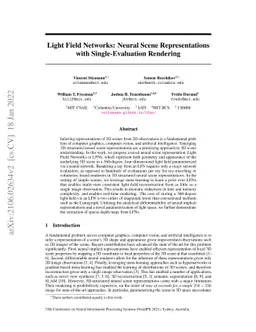 Light Field Networks: Neural Scene Representations with
  Single-Evaluation Rendering