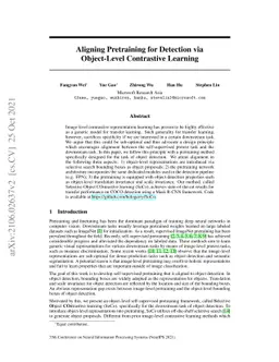 Aligning Pretraining for Detection via Object-Level Contrastive Learning
