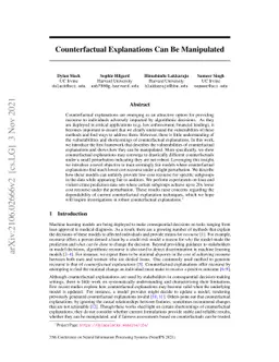 Counterfactual Explanations Can Be Manipulated