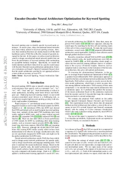 Encoder-Decoder Neural Architecture Optimization for Keyword Spotting