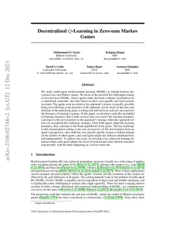 Decentralized Q-Learning in Zero-sum Markov Games
