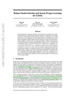 Robust Model Selection and Nearly-Proper Learning for GMMs