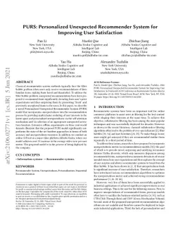 PURS: Personalized Unexpected Recommender System for Improving User
  Satisfaction