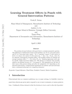 Learning Treatment Effects in Panels with General Intervention Patterns