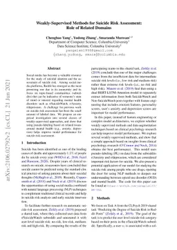 Weakly-Supervised Methods for Suicide Risk Assessment: Role of Related
  Domains