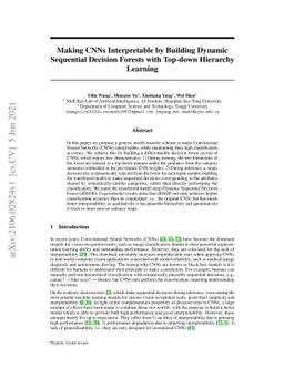 Making CNNs Interpretable by Building Dynamic Sequential Decision
  Forests with Top-down Hierarchy Learning