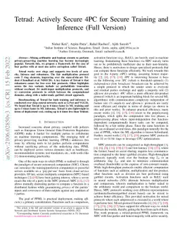 Tetrad: Actively Secure 4PC for Secure Training and Inference