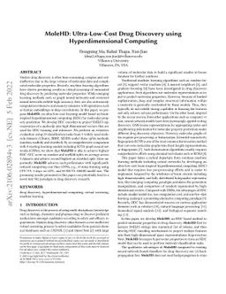 MoleHD: Ultra-Low-Cost Drug Discovery using Hyperdimensional Computing