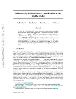 Differentially Private Multi-Armed Bandits in the Shuffle Model