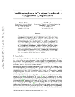 Local Disentanglement in Variational Auto-Encoders Using Jacobian $L_1$
  Regularization