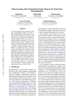 Meta-Learning with Variational Semantic Memory for Word Sense
  Disambiguation