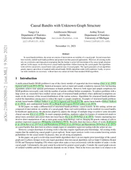 Causal Bandits with Unknown Graph Structure