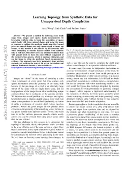 Learning Topology from Synthetic Data for Unsupervised Depth Completion