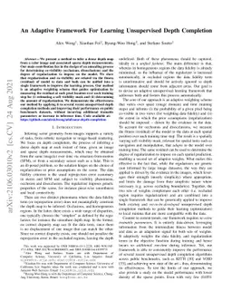 An Adaptive Framework for Learning Unsupervised Depth Completion