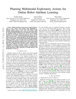 Planning Multimodal Exploratory Actions for Online Robot Attribute
  Learning