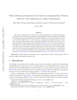 Fisher-Pitman permutation tests based on nonparametric Poisson mixtures
  with application to single cell genomics