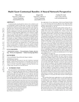 Multi-facet Contextual Bandits: A Neural Network Perspective