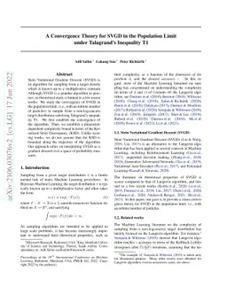 A Convergence Theory for SVGD in the Population Limit under Talagrand's
  Inequality T1