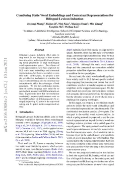 Combining Static Word Embeddings and Contextual Representations for
  Bilingual Lexicon Induction