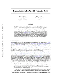 Regularization in ResNet with Stochastic Depth