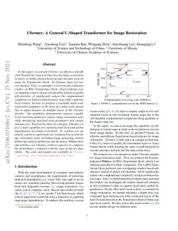 Uformer: A General U-Shaped Transformer for Image Restoration